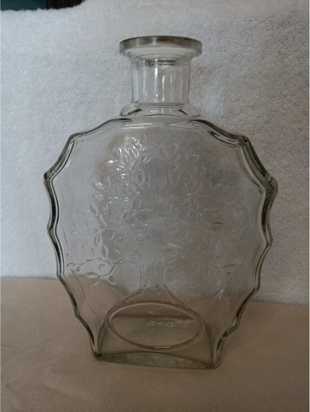 Anchor Hocking Tree of Life Glass Whiskey Bourbon Decanter Bottle No Stopper